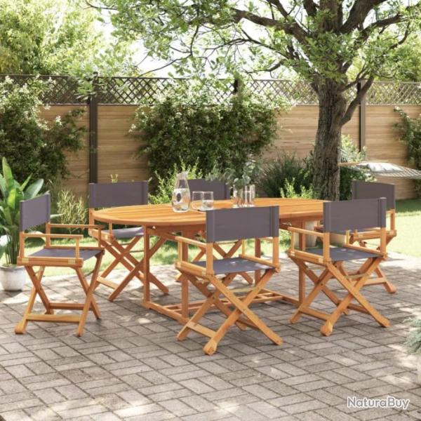 Chaises pliables de jardin lot de 6 gris fonc tissu