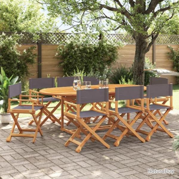 Chaises pliables de jardin lot de 8 gris fonc tissu