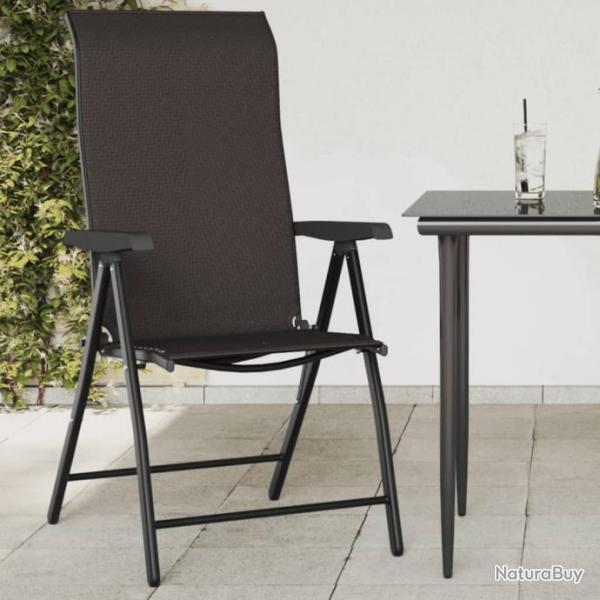 Chaises pliables de jardin lot de 8 caf noir rsine tresse