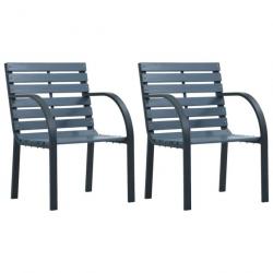 Chaises de jardin 2pcs bois sapin massif acier enduit de poudre