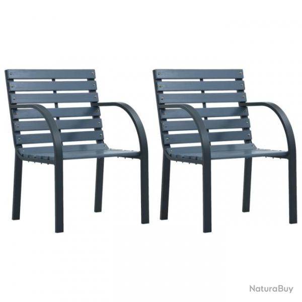 Chaises de jardin 2pcs bois sapin massif acier enduit de poudre