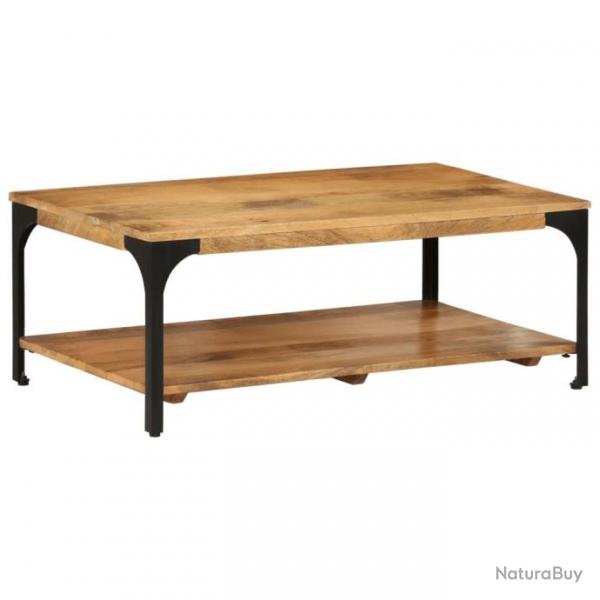 Table basse 2 niveaux 100x55x38cm bois manguier massif et acier