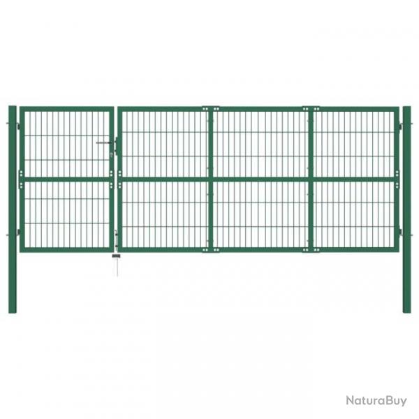 Portail de clture de jardin avec poteaux 350x120 cm Acier Vert