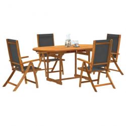 Ensemble à manger de jardin 5pcs bois d'acacia solide textilène