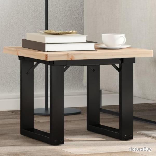 Table basse cadre en O 50x50x35,5cm bois de pin massif et fonte