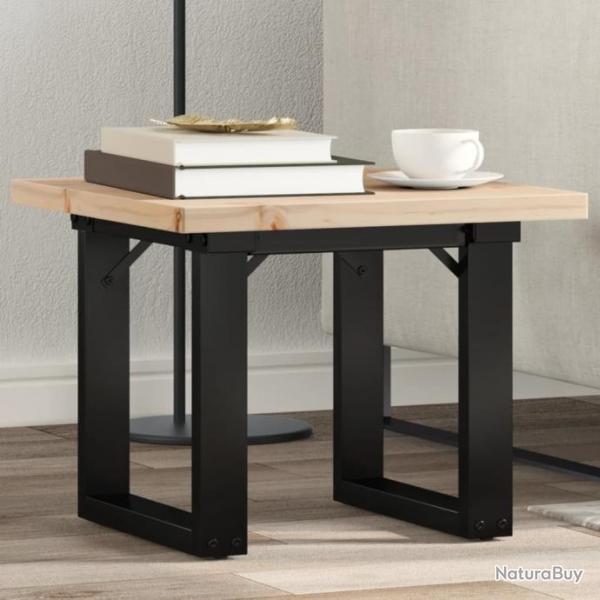 Table basse cadre en O 40x40x35,5cm bois de pin massif et fonte