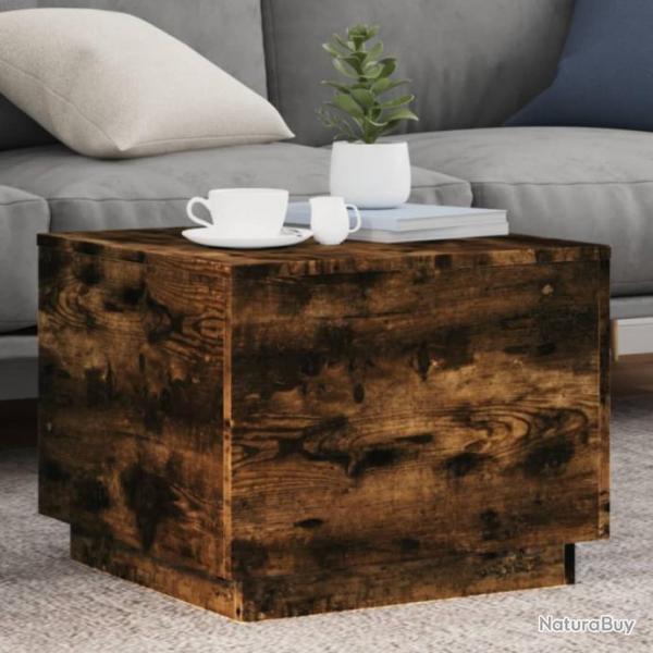 Table basse avec lumires LED chne fum 50x50x40 cm