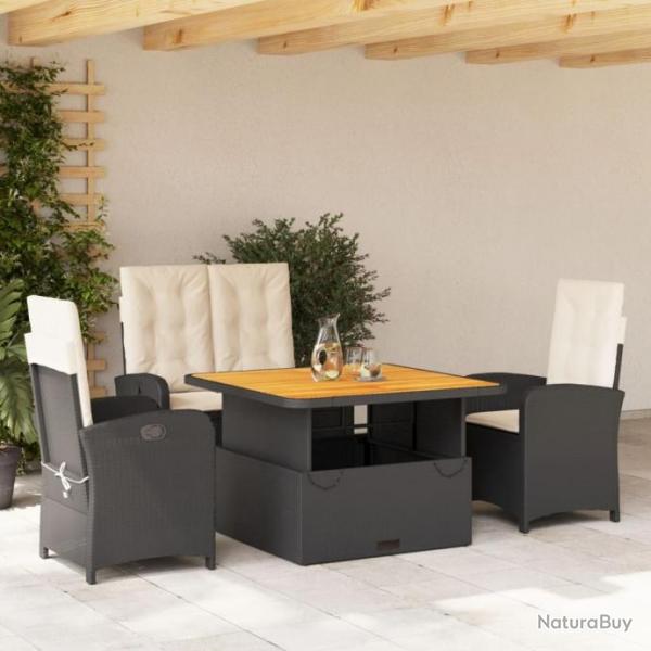 Ensemble  manger de jardin 4 pcs avec coussins noir