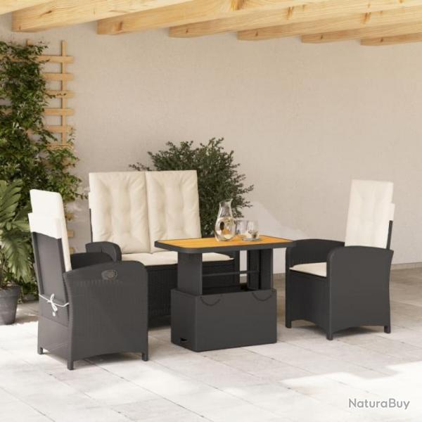 Ensemble  manger de jardin 4 pcs avec coussins noir