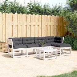 Salon de jardin 5 pcs avec coussins blanc bois massif de pin