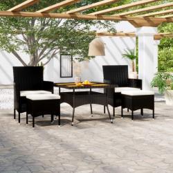 Ensemble à dîner de jardin 5 pcs Résine tressée et acacia Noir