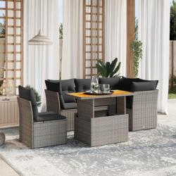 Salon de jardin 5 pcs avec coussins gris résine tressée