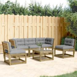 Salon de jardin 5 pcs avec coussins bois de pin imprégné