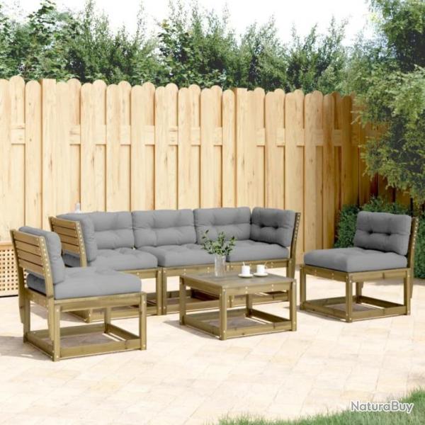 Salon de jardin 5 pcs avec coussins bois de pin imprgn