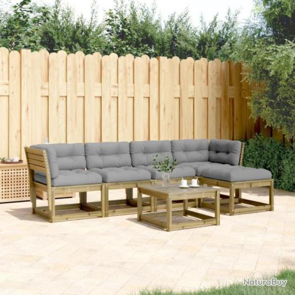 Salon de jardin 5 pcs avec coussins bois de pin imprgn