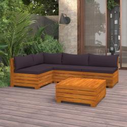 Salon de jardin 5 pcs avec coussins Bois d'acacia solide