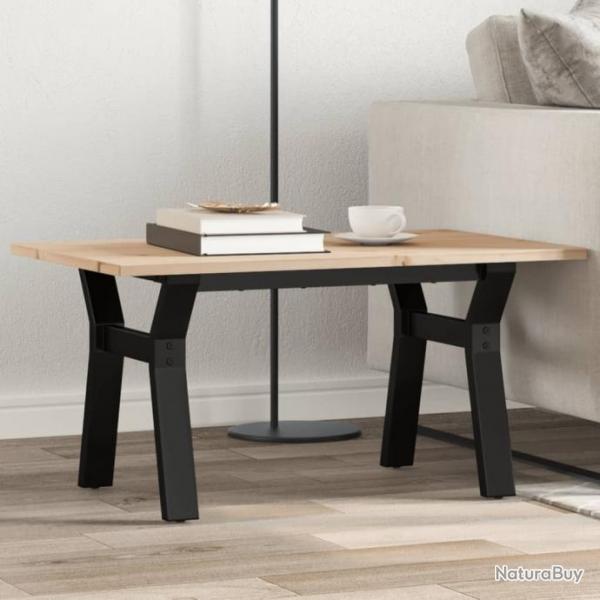 Table basse cadre en Y 80x50x40 cm bois de pin massif et fonte