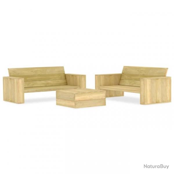 Salon de jardin 3 pcs Bois de pin imprgn