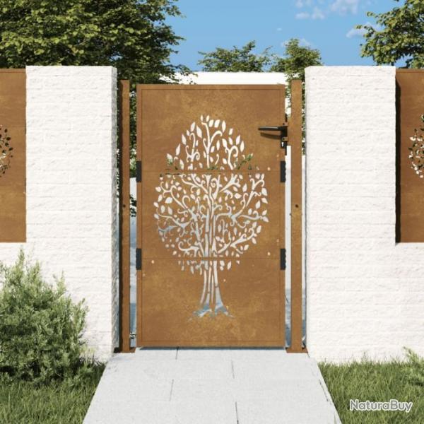 Portail de jardin 105x130 cm acier corten conception de l'arbre