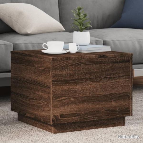 Table basse avec lumires LED chne marron 50x50x40 cm