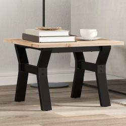 Table basse cadre en Y 50x50x35 cm bois de pin massif et fonte