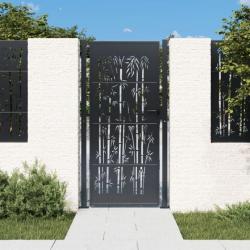 Portail de jardin anthracite 105x205 cm acier design de bambou