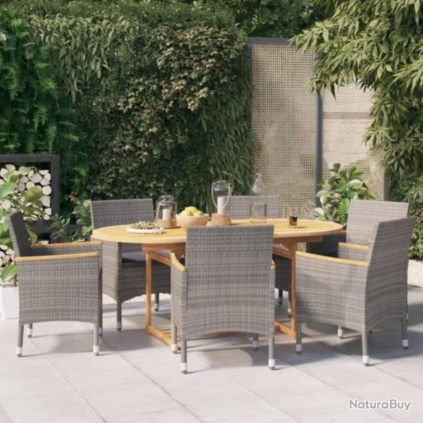 Ensemble  manger de jardin 7 pcs avec coussins Gris