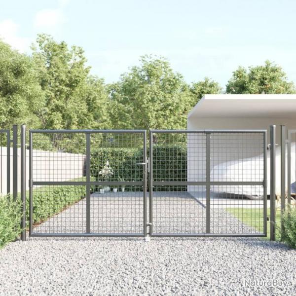 Portal de jardin maille anthracite 300x175 cm acier galvanis