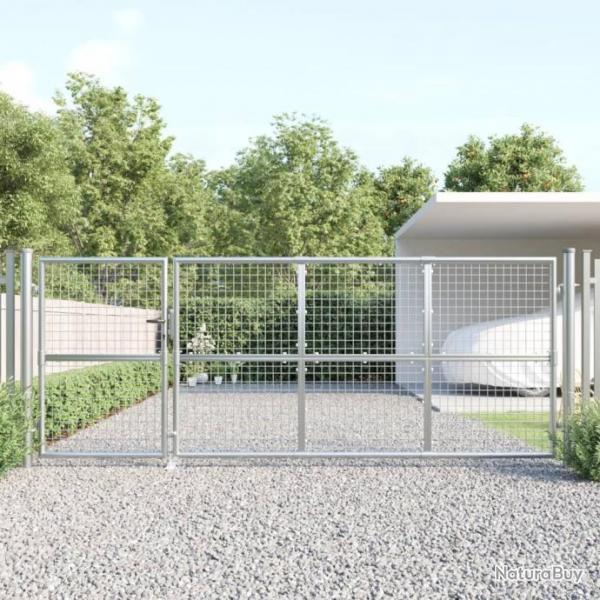 Portal de jardin maille argent 350x175 cm acier galvanis