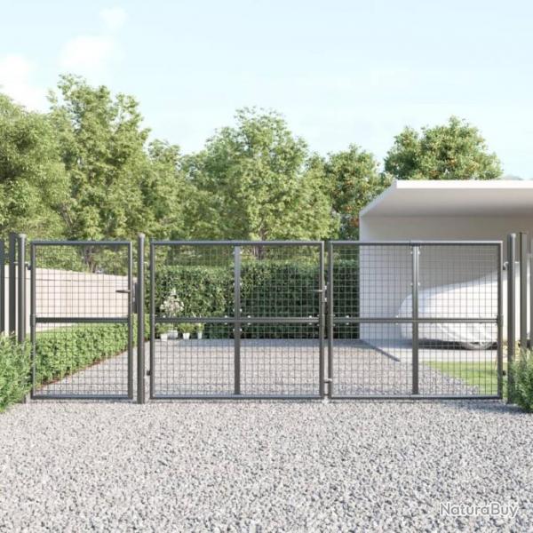 Portal de jardin maille anthracite 400x175 cm acier galvanis