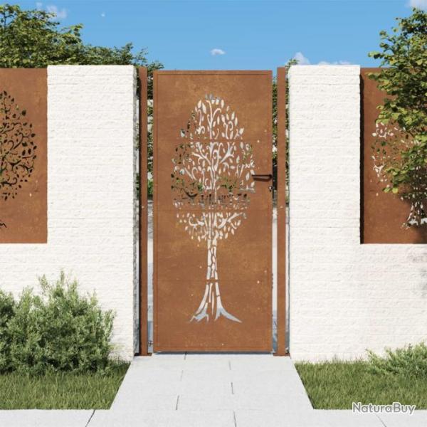 Portail de jardin 105x205 cm acier corten conception de l'arbre