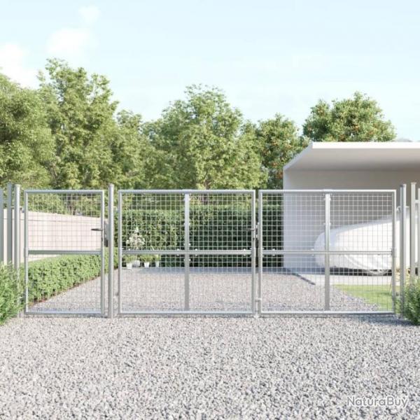 Portal de jardin maille argent 400x175 cm acier galvanis