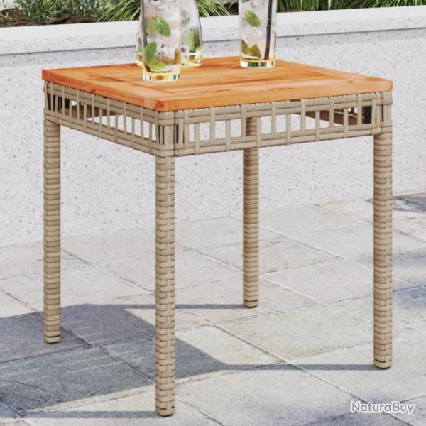 Table de jardin mlange beige 38x38x42 cm rotin et bois acacia