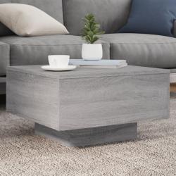 Table basse avec lumières LED sonoma gris 55x55x31 cm