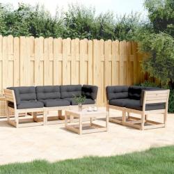 Salon de jardin 5 pcs avec coussins bois de pin massif