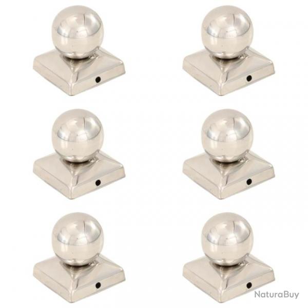 Bouchons de poteau 6 pcs Globe final Acier inoxydable 71x71 mm