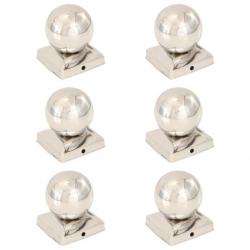 Bouchons de poteau 6 pcs Globe final Acier inoxydable 91x91 mm