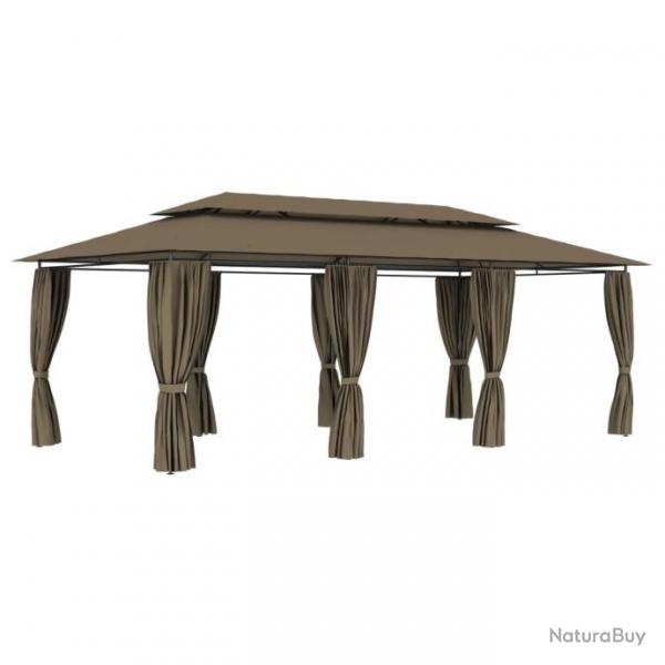 Belvdre avec rideaux 600x298x270 cm Taupe 180 g/m