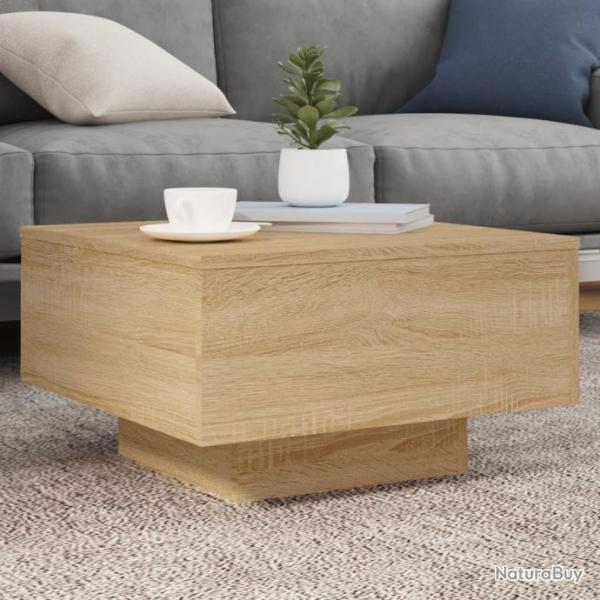 Table basse avec lumires LED chne sonoma 55x55x31 cm