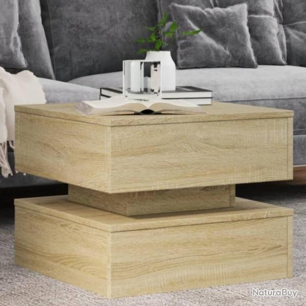 Table basse avec lumires LED chne sonoma 50x50x40 cm