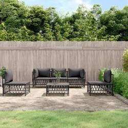 Salon de jardin avec coussins 6 pcs anthracite acier