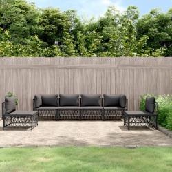 Salon de jardin avec coussins 6 pcs anthracite acier