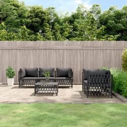 Salon de jardin avec coussins 6 pcs anthracite acier