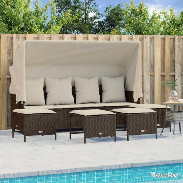 Salon de jardin avec coussins 5 pcs marron rsine tresse