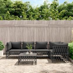 Salon de jardin avec coussins 6 pcs anthracite acier