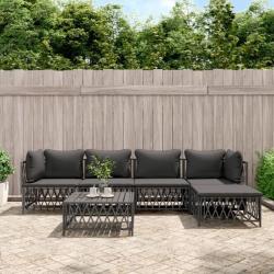 Salon de jardin avec coussins 6 pcs anthracite acier