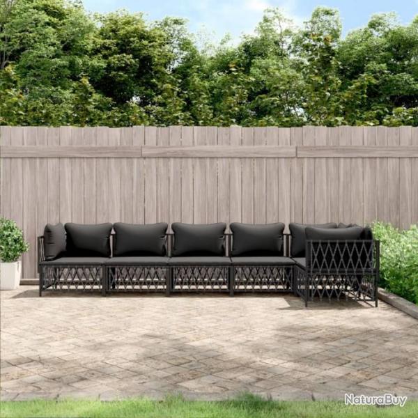 Salon de jardin avec coussins 6 pcs anthracite acier