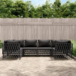 Salon de jardin avec coussins 6 pcs anthracite acier