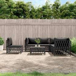 Salon de jardin avec coussins 6 pcs anthracite acier