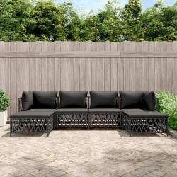 Salon de jardin avec coussins 6 pcs anthracite acier